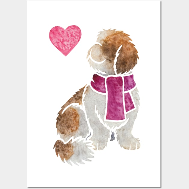 Watercolour Shih Tzu Wall Art by animalartbyjess